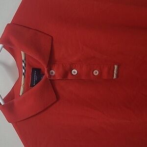 Burberry Red Polo Golf Long Sleeve Shirt for Men Size L